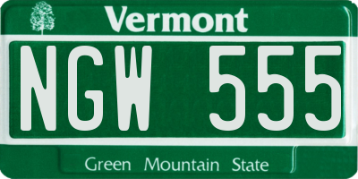 VT license plate NGW555