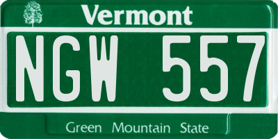 VT license plate NGW557