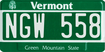 VT license plate NGW558