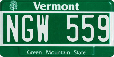 VT license plate NGW559