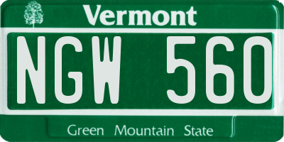 VT license plate NGW560