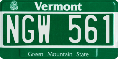 VT license plate NGW561