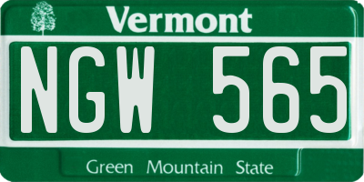 VT license plate NGW565