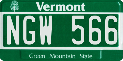 VT license plate NGW566