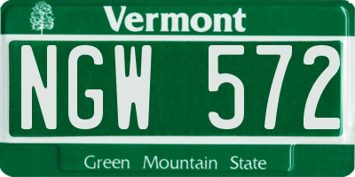 VT license plate NGW572