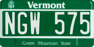 VT license plate NGW575