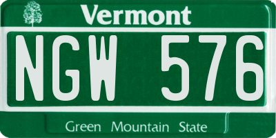 VT license plate NGW576