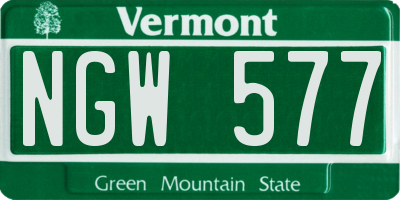 VT license plate NGW577