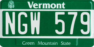 VT license plate NGW579