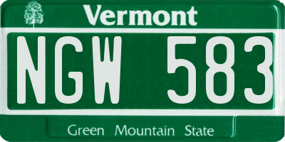 VT license plate NGW583