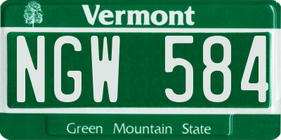 VT license plate NGW584