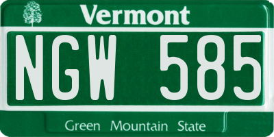 VT license plate NGW585