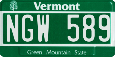 VT license plate NGW589
