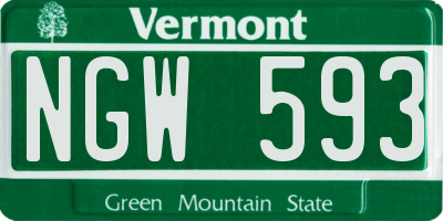 VT license plate NGW593