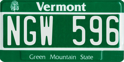 VT license plate NGW596