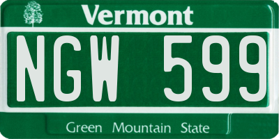 VT license plate NGW599