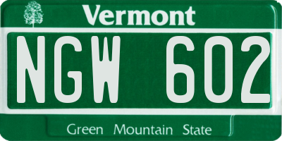 VT license plate NGW602