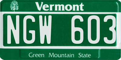 VT license plate NGW603