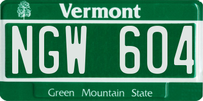 VT license plate NGW604