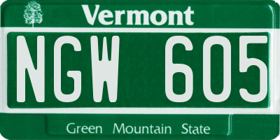 VT license plate NGW605