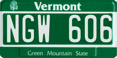 VT license plate NGW606