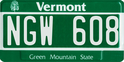 VT license plate NGW608