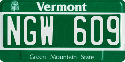VT license plate NGW609