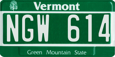 VT license plate NGW614