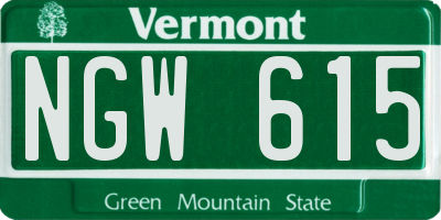 VT license plate NGW615