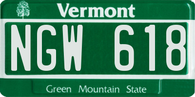 VT license plate NGW618