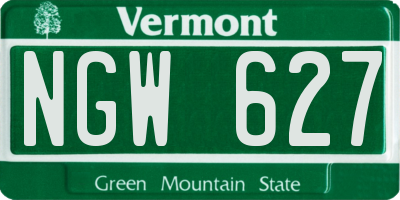 VT license plate NGW627