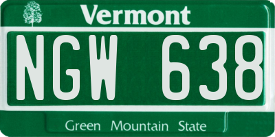 VT license plate NGW638