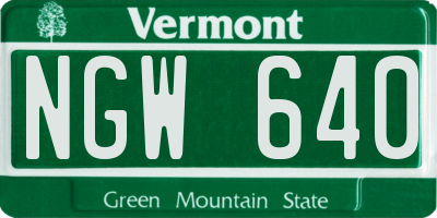 VT license plate NGW640