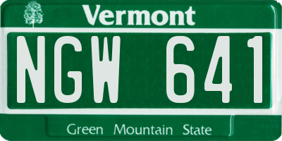 VT license plate NGW641