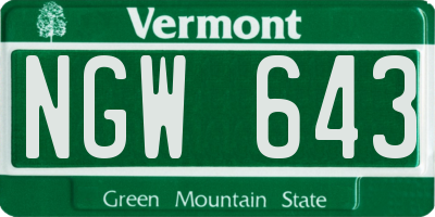 VT license plate NGW643