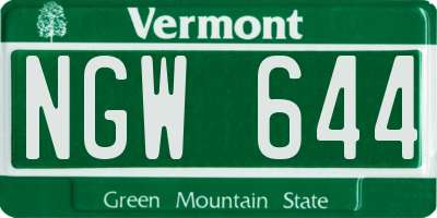 VT license plate NGW644