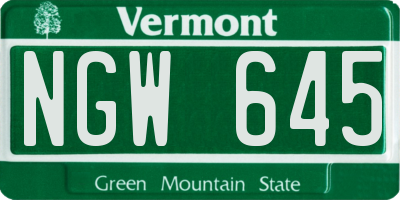 VT license plate NGW645