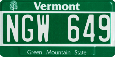 VT license plate NGW649