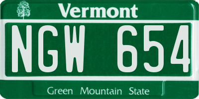 VT license plate NGW654