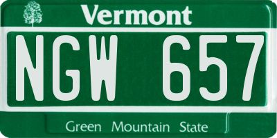 VT license plate NGW657