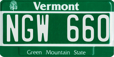 VT license plate NGW660