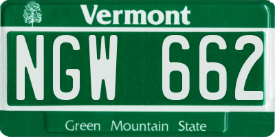 VT license plate NGW662