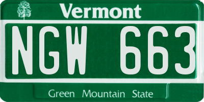 VT license plate NGW663