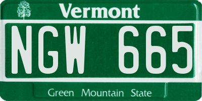 VT license plate NGW665