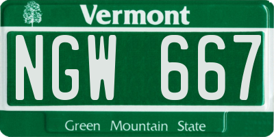 VT license plate NGW667