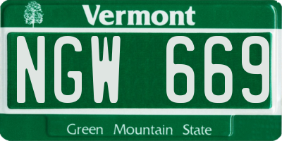VT license plate NGW669