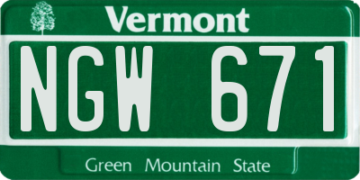 VT license plate NGW671
