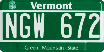 VT license plate NGW672