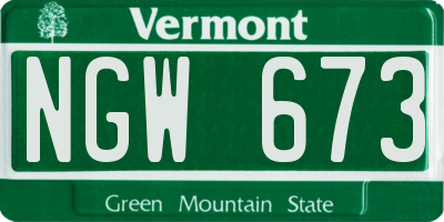 VT license plate NGW673