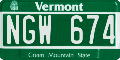 VT license plate NGW674